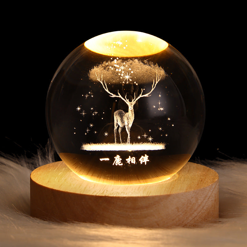 Luminous Starry Sky Crystal Ball Night Lamp – Moon & Planet Projection Light