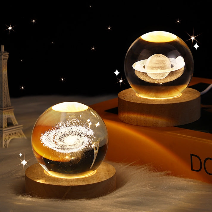 Luminous Starry Sky Crystal Ball Night Lamp – Moon & Planet Projection Light