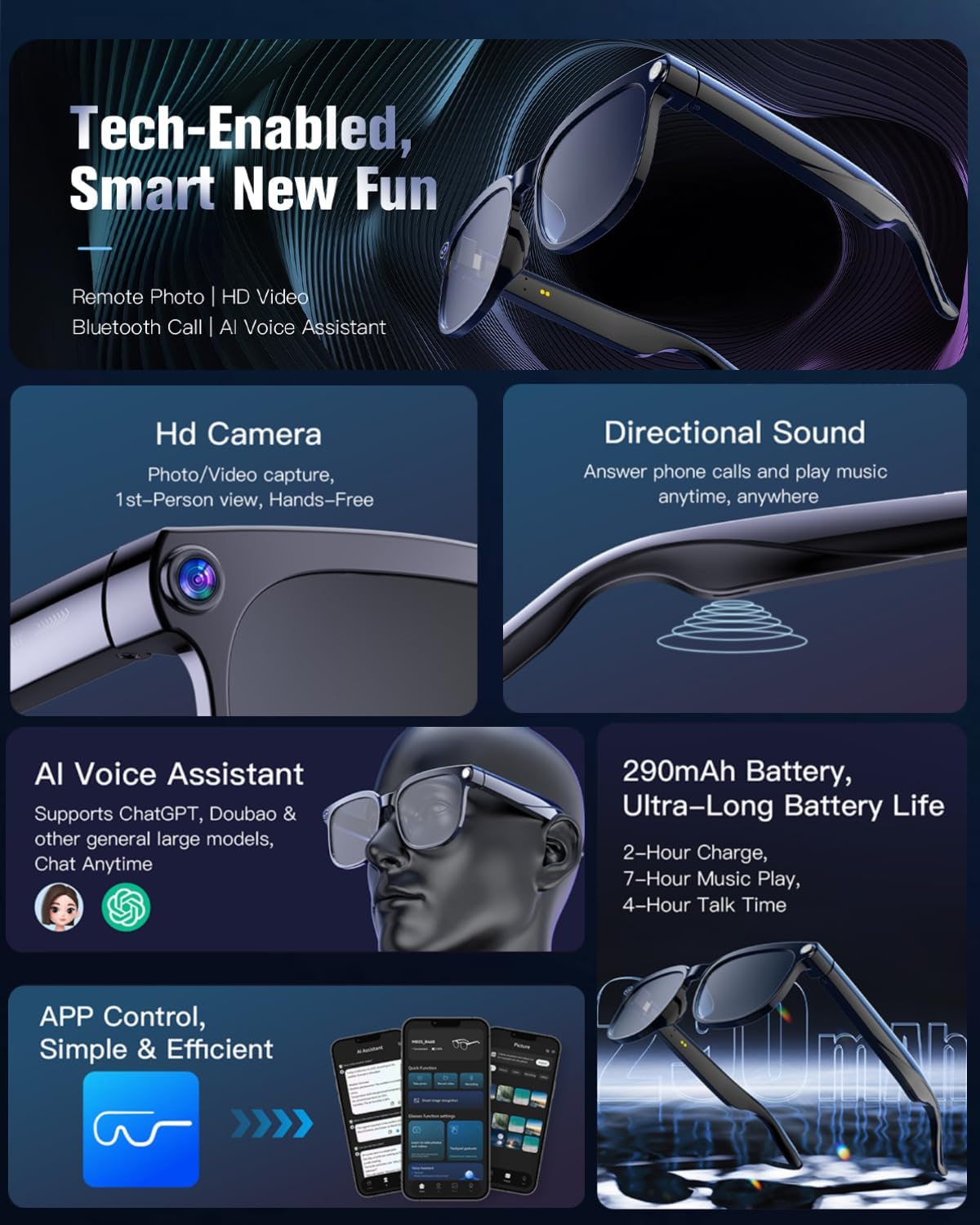 Ai Smart Glasses 800w Double Lens