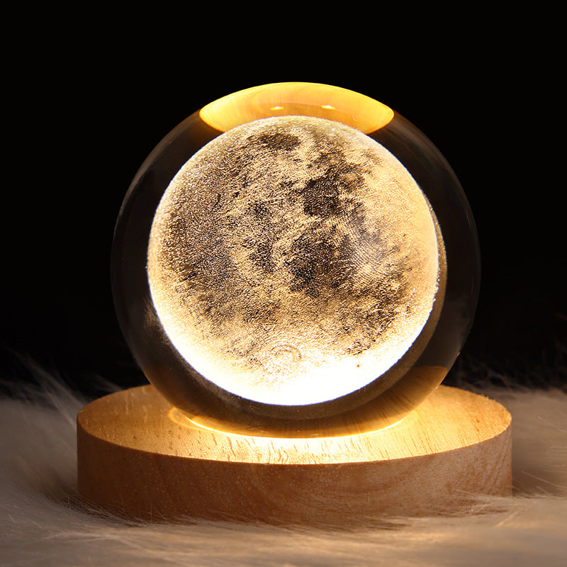 Luminous Starry Sky Crystal Ball Night Lamp – Moon & Planet Projection Light