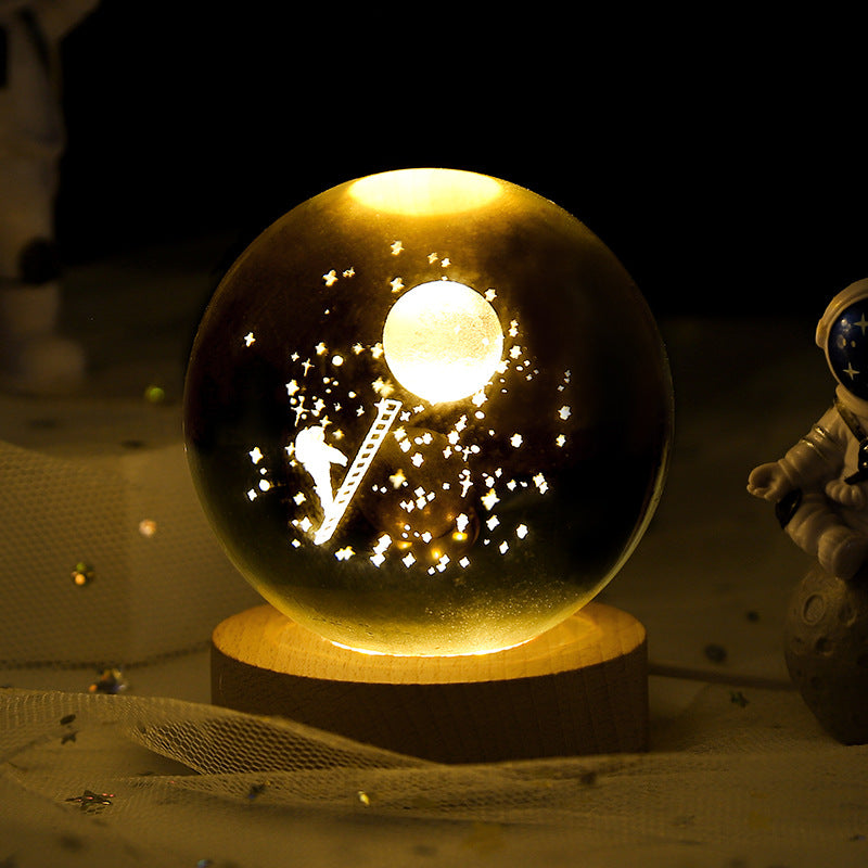 Luminous Starry Sky Crystal Ball Night Lamp – Moon & Planet Projection Light