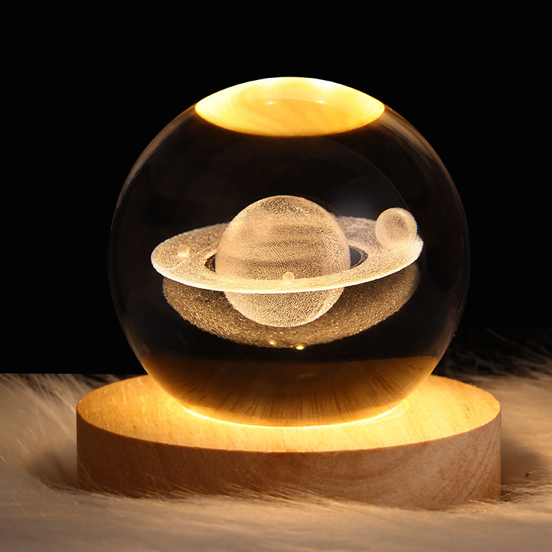Luminous Starry Sky Crystal Ball Night Lamp – Moon & Planet Projection Light